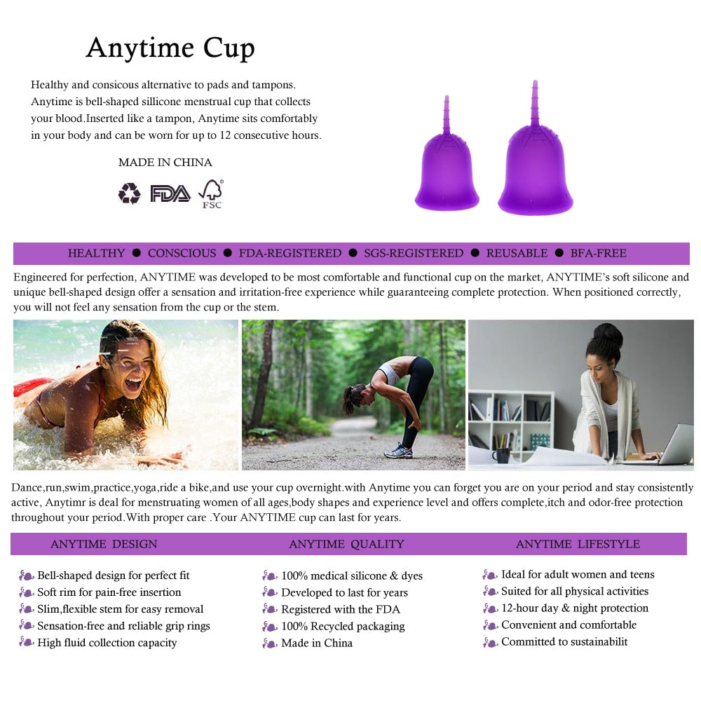Reusable Medical Grade Silicone Menstrual Cup